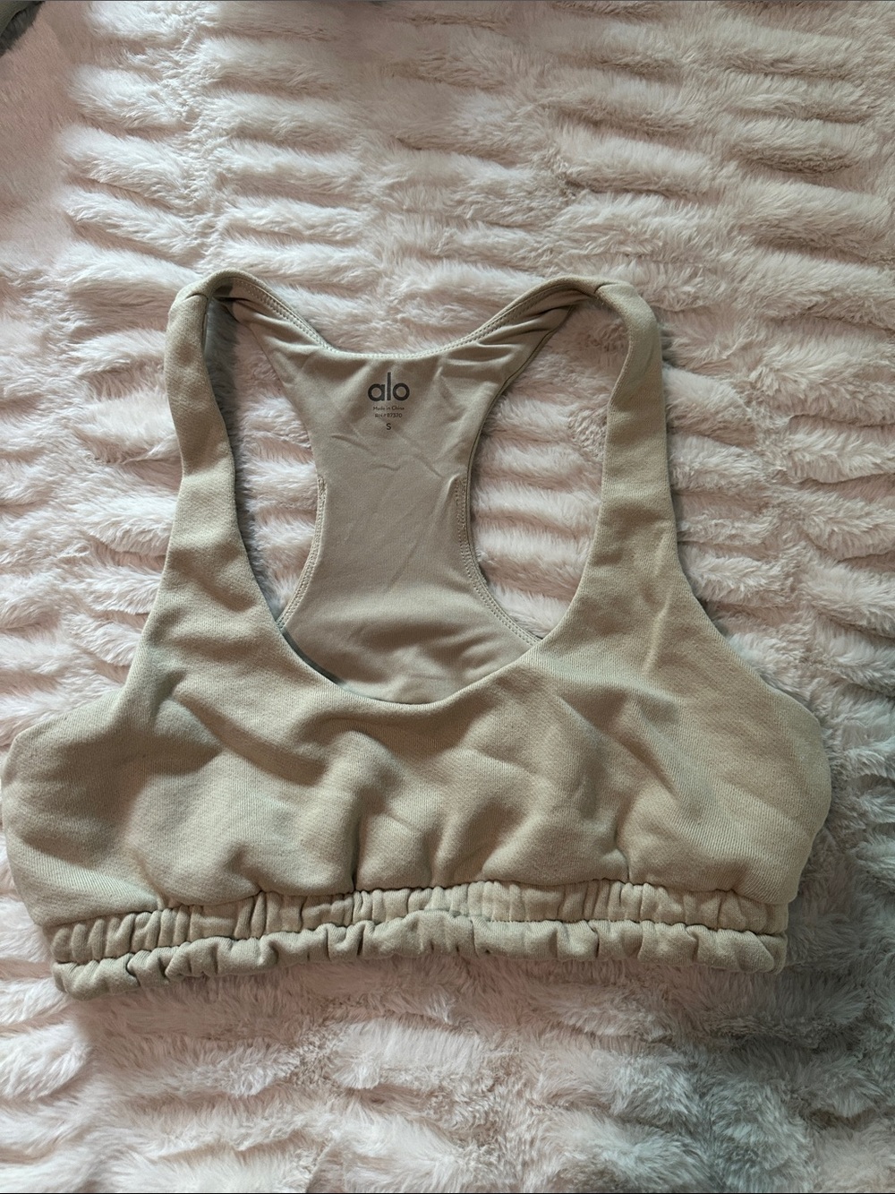 ALO Yoga Neutral Beige Scoop-Front Racerback Sweatshirt Sports Bra